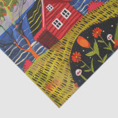 Farbenfrohe Wasserfarben Folk Art Light Houses Seidenpapier (Detail)