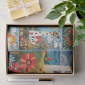 Farbenfrohe Wasserfarben Folk Art Light Houses Seidenpapier (Geschenk)