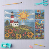 Farbenfrohe Wasserfarben Folk Art Light Houses Seidenpapier (Basteln)