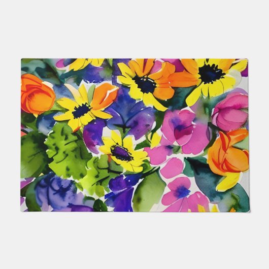 Farbenfrohe Wasserfarben Fußmatte (Vorderseite)