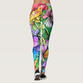 Farbenfrohe Wasserfarben Garten Leggings (Rückseite)