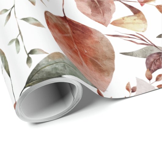 Farbenfrohe Wasserfarben Herbst Herbst Blätter Geschenkpapier (Rolleneckpunkt)