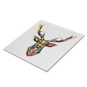 Farbenfrohe Wasserfarben Hirschhaube Kunst Fliese (Seite)