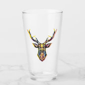 Farbenfrohe Wasserfarben Hirschhaube Kunst Glas (Vorderseite)