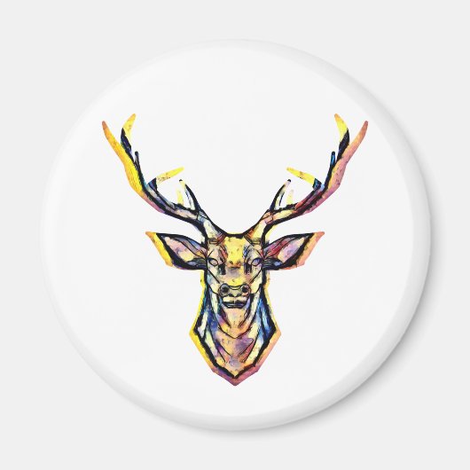Farbenfrohe Wasserfarben Hirschhaube Kunst Magnet (Vorne)