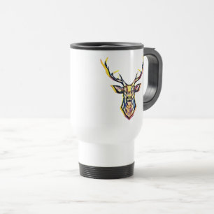 Farbenfrohe Wasserfarben Hirschhaube Kunst Reisebecher