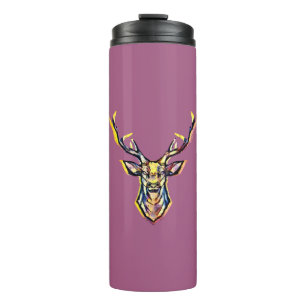 Farbenfrohe Wasserfarben Hirschhaube Kunst Thermosbecher