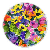 Farbenfrohe Wasserfarben Keramikknauf (Vorderseite)