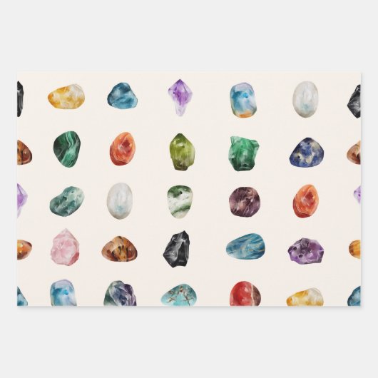 Farbenfrohe Wasserfarben-Muster Geschenkpapier Set (Vorderseite 3)