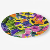 Farbenfrohe Wasserfarben Pappteller (Schrägansicht)