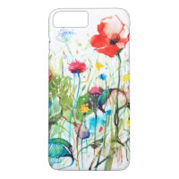 Farbenfrohe Wasserfarben Rote Mohnblumen und Frühl