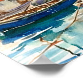 Farbenfrohe Wasserfarben Sizilien Hafen Reisen Poster (Ecke)