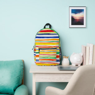 Farbenfrohe Wasserfarben-Streifen-Rucksack Bedruckter Rucksack