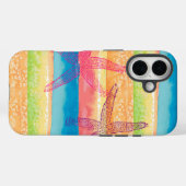 Farbenfrohe Wasserfarben-Streifen Seestern Case-Mate iPhone Hülle (Rückseite (Horizontal))