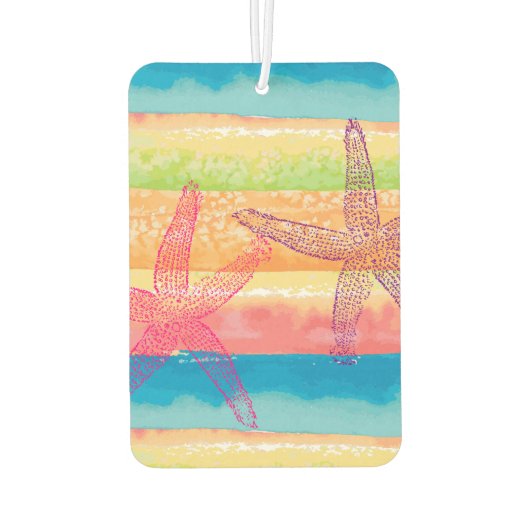 Farbenfrohe Wasserfarben Streifen Starfish Persona Autolufterfrischer (Rückseite)