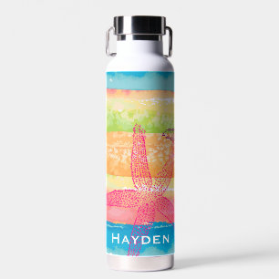 Farbenfrohe Wasserfarben Streifen Starfish Persona Trinkflasche