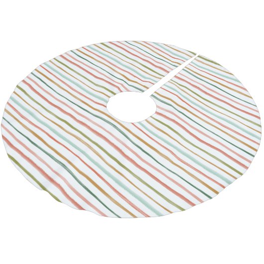 Farbenfrohe Wasserfarben Streifen Weihnachtsfeiert Polyester Weihnachtsbaumdecke (Schrägansicht)