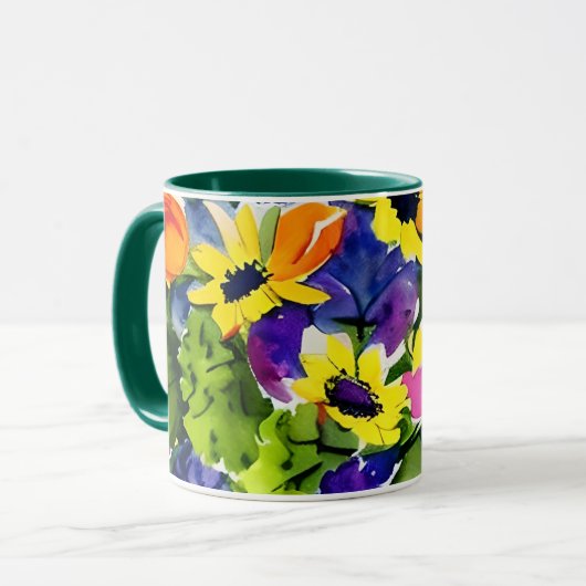 Farbenfrohe Wasserfarben Tasse (Vorderseite Links)