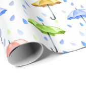 Farbenfrohe Wasserfarben und Regenfälle fallen Geschenkpapier (Rolleneckpunkt)