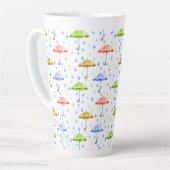 Farbenfrohe Wasserfarben und Regenfälle fallen Milchtasse (Linke Ecke)