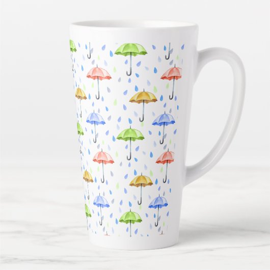 Farbenfrohe Wasserfarben und Regenfälle fallen Milchtasse (Rechts)