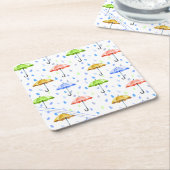 Farbenfrohe Wasserfarben und Regenfälle fallen Rechteckiger Pappuntersetzer (angewinkelt)