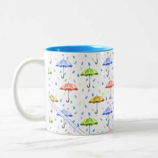 Farbenfrohe Wasserfarben und Regenfälle fallen Zweifarbige Tasse (Links)