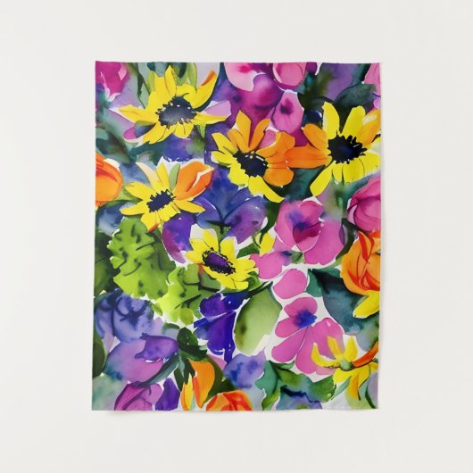 Farbenfrohe Wasserfarben Wandteppich (Vorderseite)