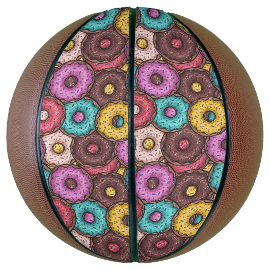 Farbenfrohe WasserfarbenDonuts mit Sprinklermuster Basketball (Vertikal)