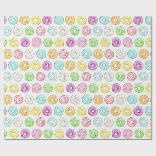 Farbenfrohe WasserfarbenDonuts mit Sprinklermuster Geschenkpapier (Flach)