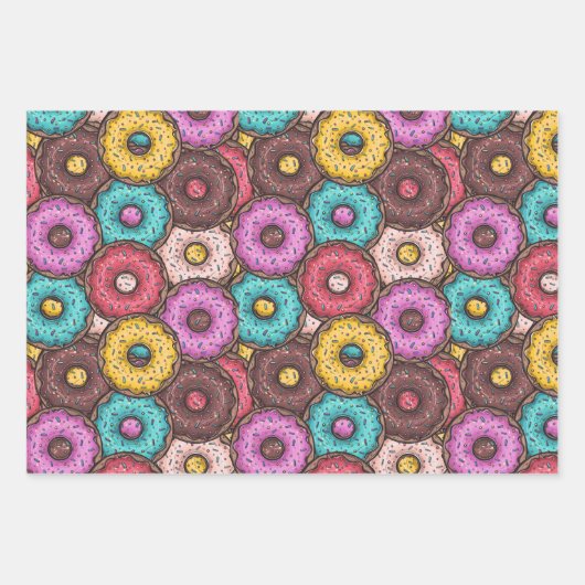 Farbenfrohe WasserfarbenDonuts mit Sprinklermuster Geschenkpapier Set (Vorderseite 2)