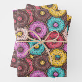 Farbenfrohe WasserfarbenDonuts mit Sprinklermuster Geschenkpapier Set (Beispiel)