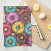 Farbenfrohe WasserfarbenDonuts mit Sprinklermuster Geschirrtuch (Viertel Falte)