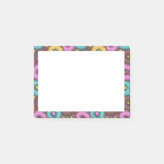 Farbenfrohe WasserfarbenDonuts mit Sprinklermuster Post-it Klebezettel (Vorderseite)