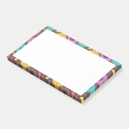 Farbenfrohe WasserfarbenDonuts mit Sprinklermuster Post-it Klebezettel (angewinkelt)