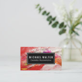 Farbenfrohe Wasserfarbenfarbe Pinselstrich Art Tex Visitenkarte (Stehend Vorderseite)