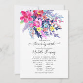 Farbenfrohe Wasserfarbenflorentücher-Babydusche pe Einladung (Vorderseite)