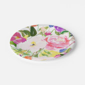 Farbenfrohe Wasserfarbenfrühlingsblüten Pappteller (Schrägansicht)