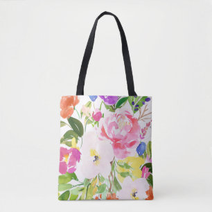Farbenfrohe Wasserfarbenfrühlingsblüten Tasche