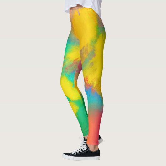 Farbenfrohe Wasserfarbengeflechte Leggings (Links)