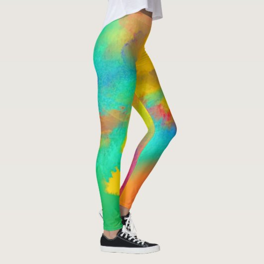 Farbenfrohe Wasserfarbengeflechte Leggings (Rechts)