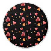 Farbenfrohe Wasserfarbenherzen Keramikknauf (Vorderseite)