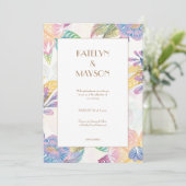 Farbenfrohe Wasserfarbenhochzeit Einladung (Stehend Vorderseite)