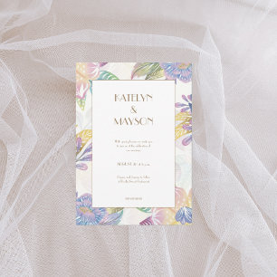 Farbenfrohe Wasserfarbenhochzeit Einladung