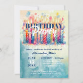 Farbenfrohe Wasserfarbenkerne und Balloons zum Geb Einladung (Vorderseite)