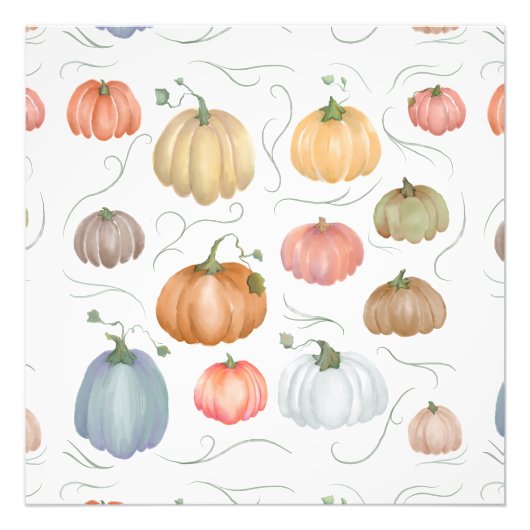 Farbenfrohe Wasserfarbenkürbis Fotodruck (Vorne)