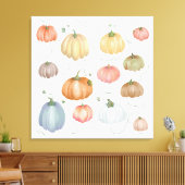 Farbenfrohe Wasserfarbenkürbis Leinwanddruck (Insitu (Wohnzimmer))