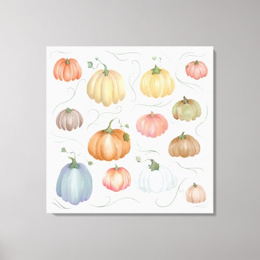 Farbenfrohe Wasserfarbenkürbis Leinwanddruck (Vorderseite)