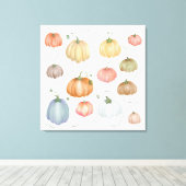 Farbenfrohe Wasserfarbenkürbis Leinwanddruck (Insitu (Holzboden))