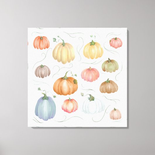 Farbenfrohe Wasserfarbenkürbis Leinwanddruck (Vorderseite)